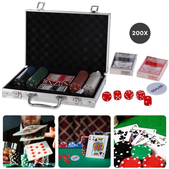 Set de poker Relaxdays Texas Hold'em - étui de poker 100 jetons - jeu de poker en étui