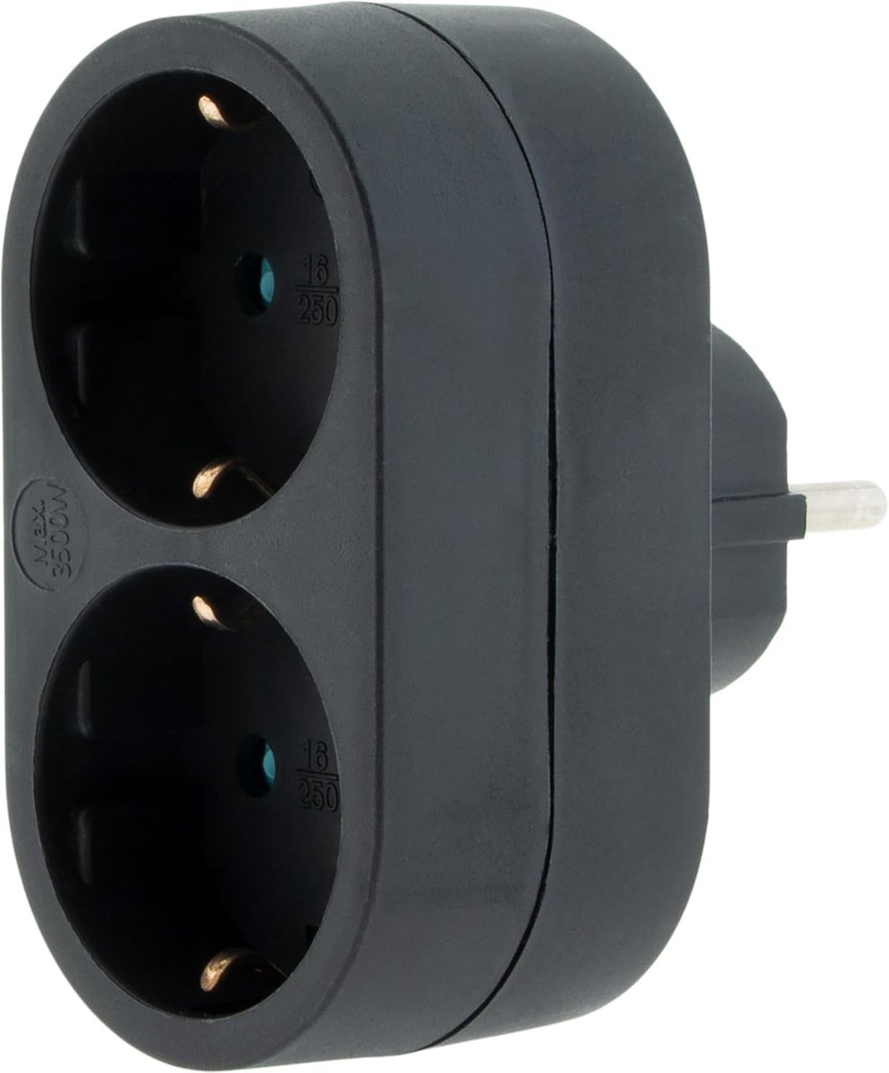 Dubbel Stopcontact met Aarding - 2 Stopcontacten 16A in Zwart