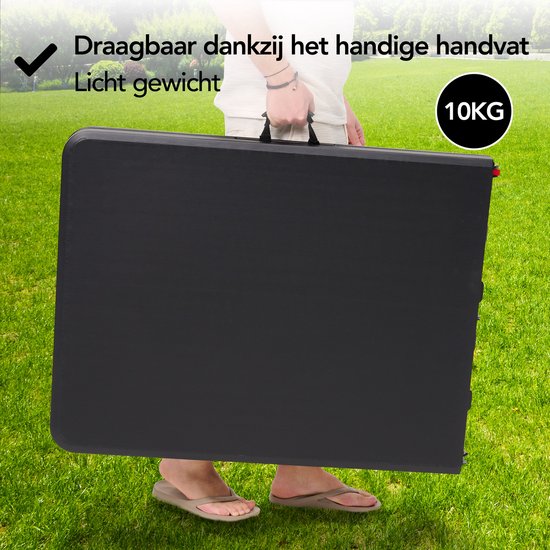 Ingeklapte zwarte tafel gedragen aan handvat, 10kg.