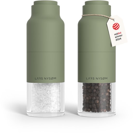 Moulin à sel et à poivre LARS NYSØM 'Omvendt' manuel - acier inoxydable - mouture réglable - sauge