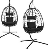 Bol.com Hangende Ei-stoelen - Hangmat - Headrest - met Metalen Standaard - Zitkussen - Draagvermogen 150 kg - voor Tuin - Balkon... aanbieding