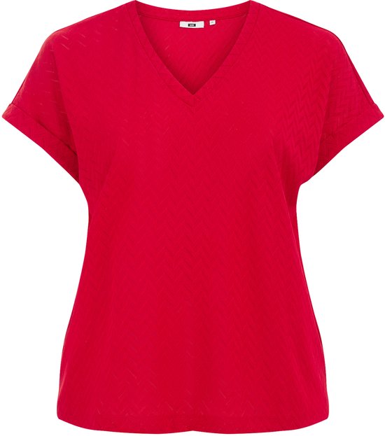WE Fashion Dames T-shirt met opengewerkte structuur - Curve