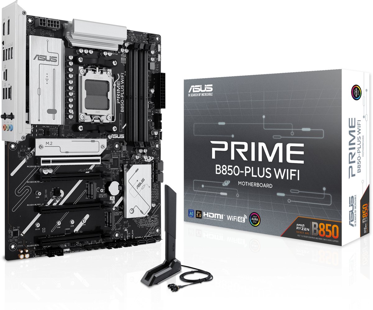 ASUS Prime B850-PLUS WIFI - Moederbord - Socket AM5 - AMD B850 - DDR5 - Realtek 2.5G LAN
