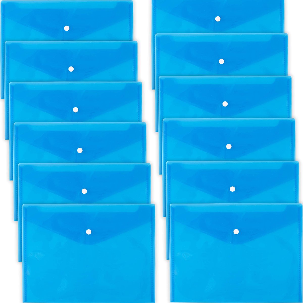 Ibenzoa® Robuuste Documentenmap met Drukknopsluiting - Blauw - 12 Stuks A4