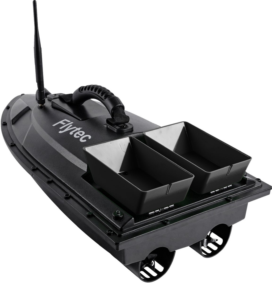 Draadloze Voerboot Dubbele Bunker – 500m Bereik – 1,5kg Laad – Stil Motor – 5200mAh – Nachtvislampen – Zwart