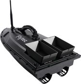 Bateau appâteur sans fil avec double bunker – Portée 500 m, charge 1,5 kg, double moteur silencieux, batterie 5200 mAh, éclairage de pêche nocturne – Zwart