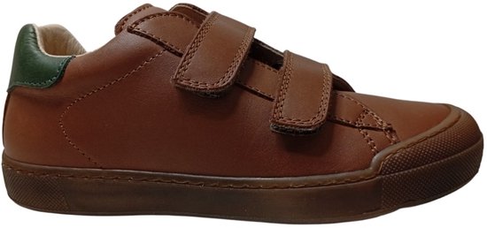 Naturino - Eindhoven - Mt 28 - Baskets en cuir à 2 scratchs - cognac/vert