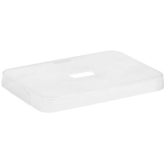Set de 3x boîtes de rangement/paniers de rangement bleu-gris de 25 litres en plastique avec couvercle transparent 35 x 25 x 36 cm
