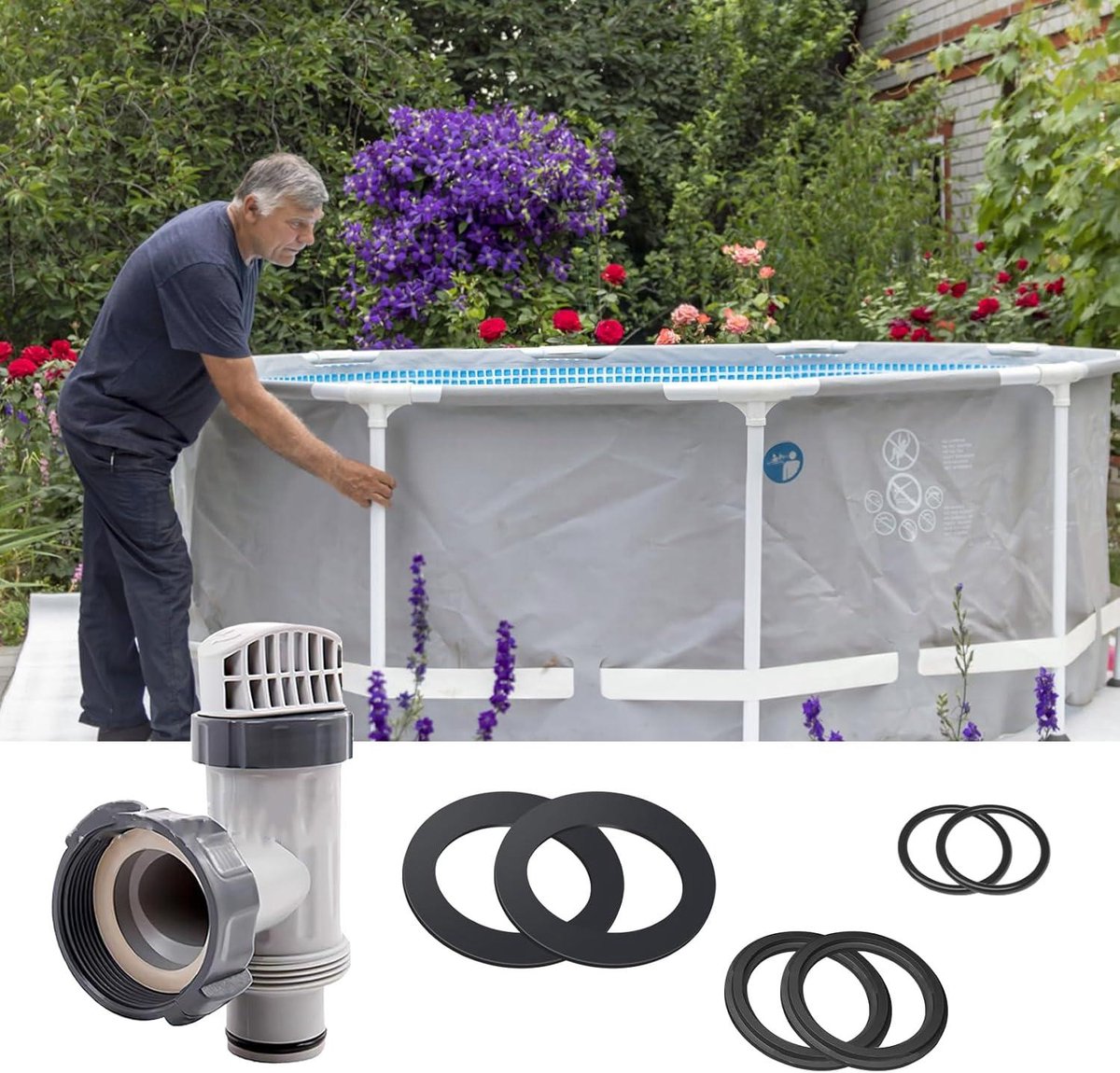 ZCSXK Zwembadslang 6 stuks, 25076RP -ringslang met sluitring rubber, reserveonderdelen, sluitringen, rubber voor filter zwembad