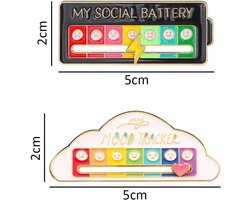 Emotie Pin - My Social Battery & Moodtracker - 2 Stuks - Laat zien hoe je je voelt