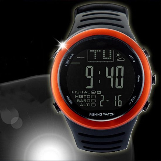 Digitaal Sporthorloge, Waterdicht Digitaal Buitenhorloge met Hoogtemeter, Barometer en Thermometer, Multifunctioneel Digitaal Polshorloge voor Heren en Dames, Vissen, Wandelen (Zwart groen