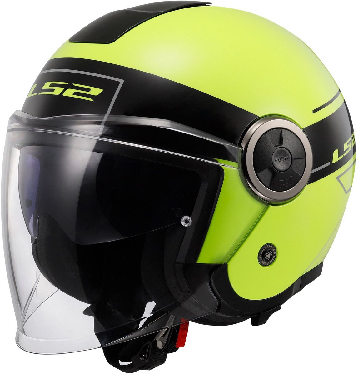 LS2 OF620 Classy jethelm Classic glans zwart fluor geel L