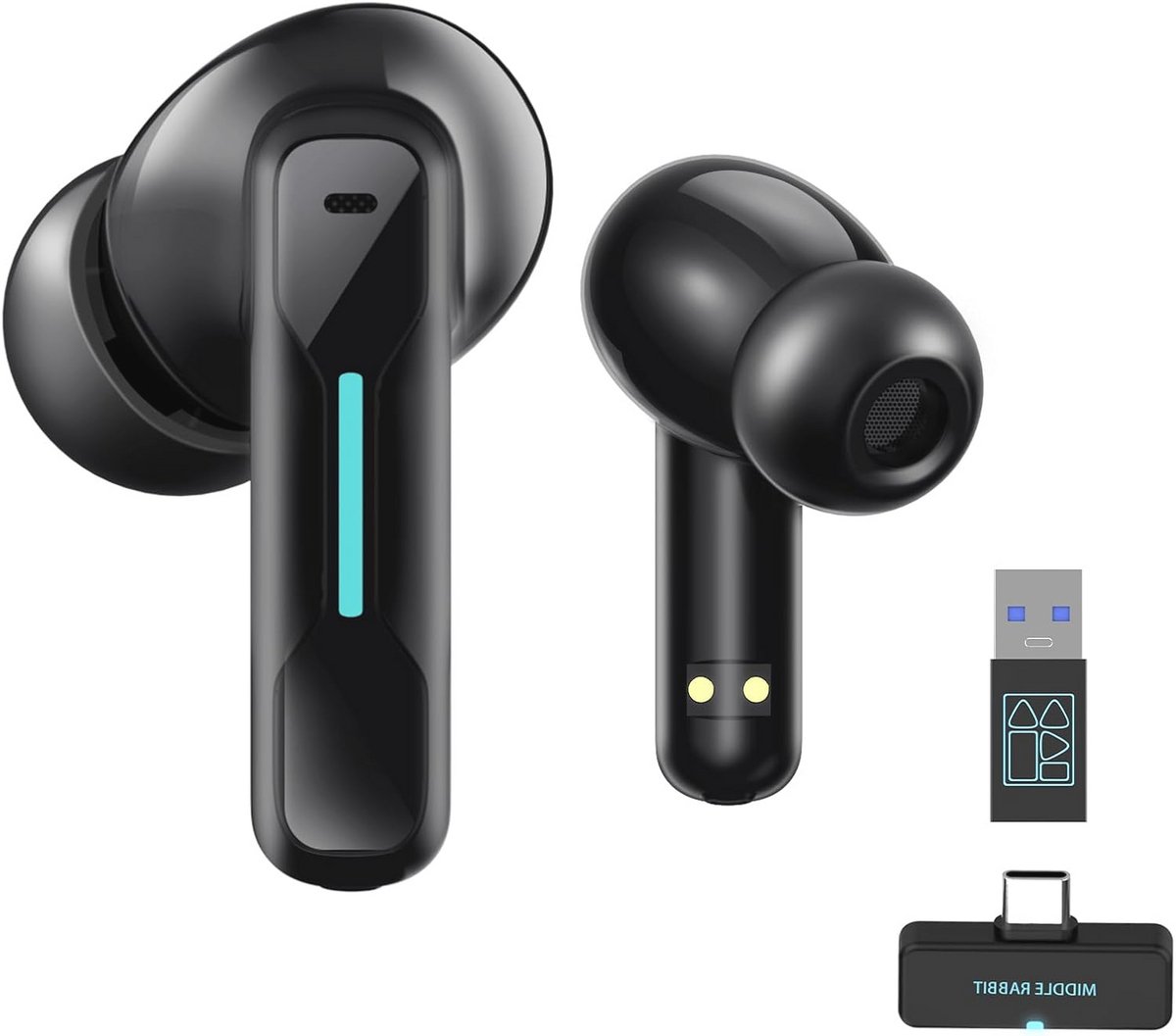 Draadloze USB-oordopjes voor pc en laptop - Bluetooth-headset met 2,4 GHz dongle voor vergaderingen en muziek