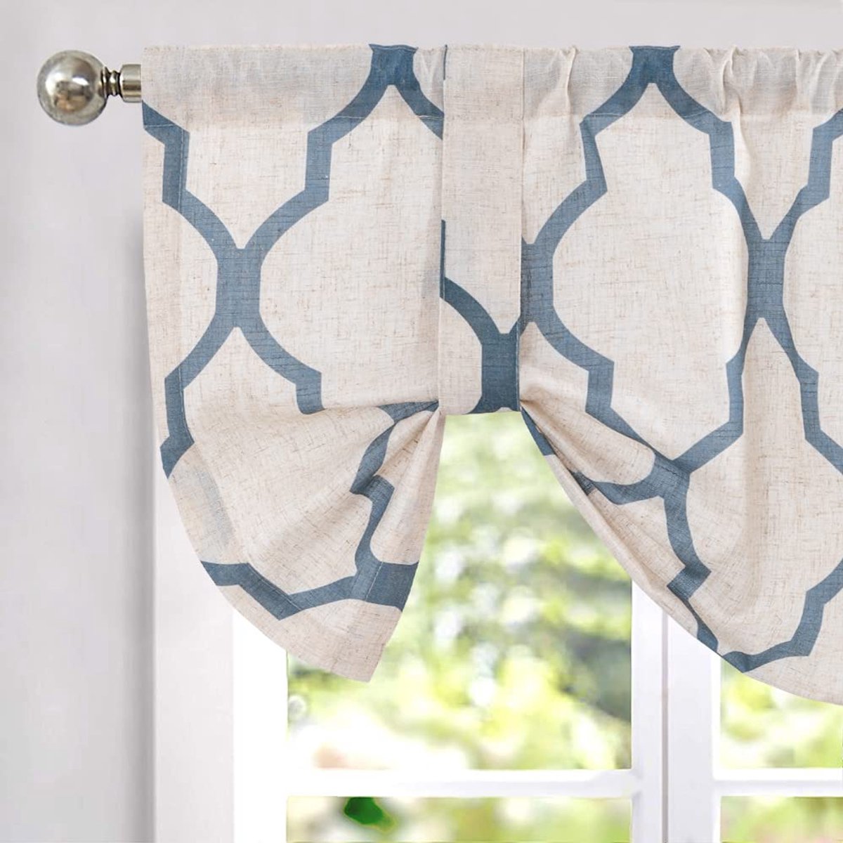 Unyqoos Stijlvolle Halftransparante Gordijnen met Marokkaans Geometrisch Design voor Moderne Interieurs blauw