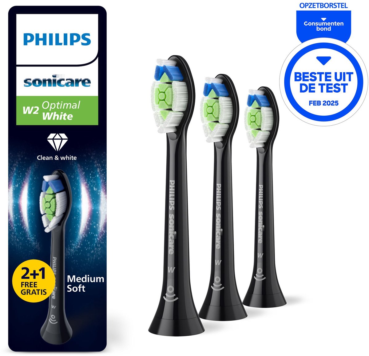 Philips Sonicare Optimal White Set van 2+1 opzetborstels