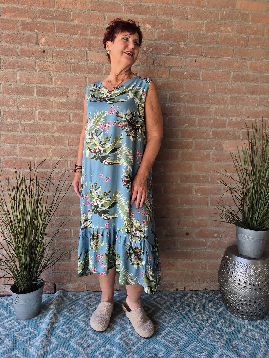 Bagoes singlet jurk bloem ruche rand