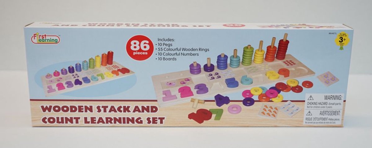 Wooden Stack And Count Learning Set (86 Pcs).