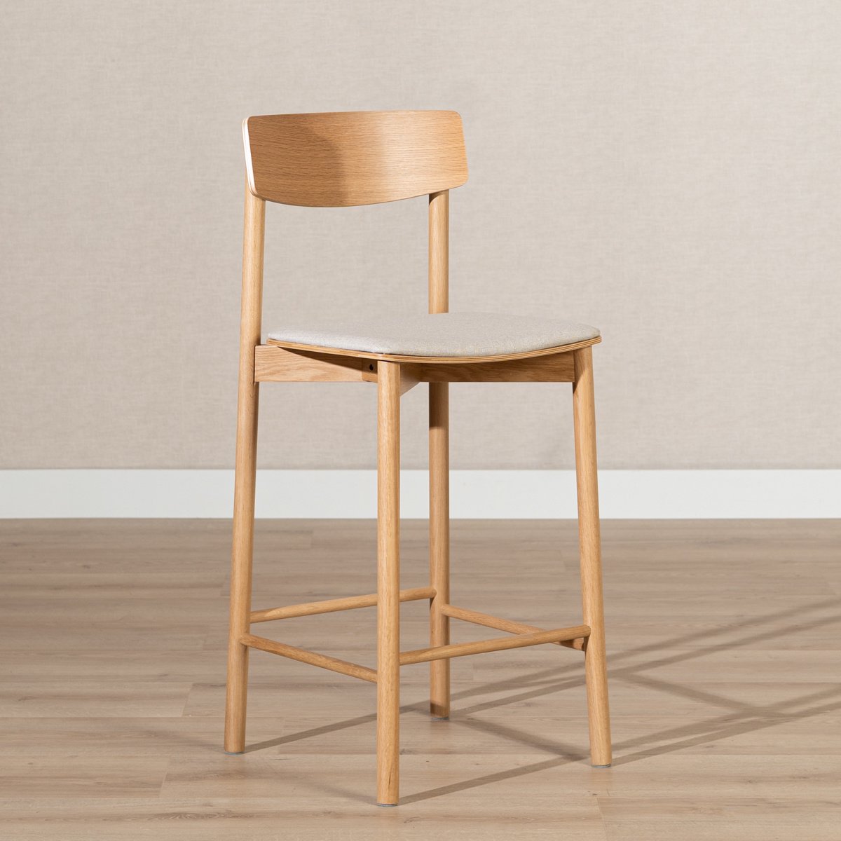 Bronx71 Scandinavische barkruk Inez naturel eiken/ off white 70 cm - barstoel Wit