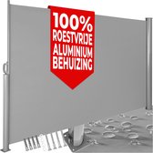 tectake® - Ondoorzichtig Aluminium Windscherm - Zijluifel - Wind- en Inkijkbescherming voor Balkons, Tuinen en Terrassen, Uitschuifbare Zonwering - 200 x 300 cm - Grijs