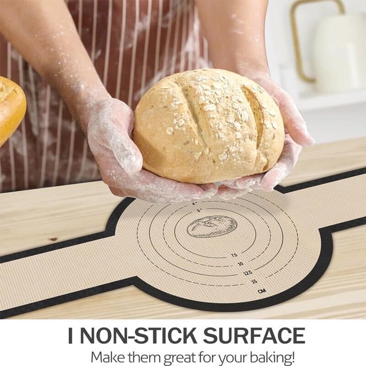 ZYLARO Siliconen Bakmat - 2 Stuks Bakmat Voor Nederlandse Oven - vaatwasserbestendig - Lange Handvatten Deeg Mat - sling bakmat - Voor Airfryer, Oven En Magnetron - grijs — afbeelding 4