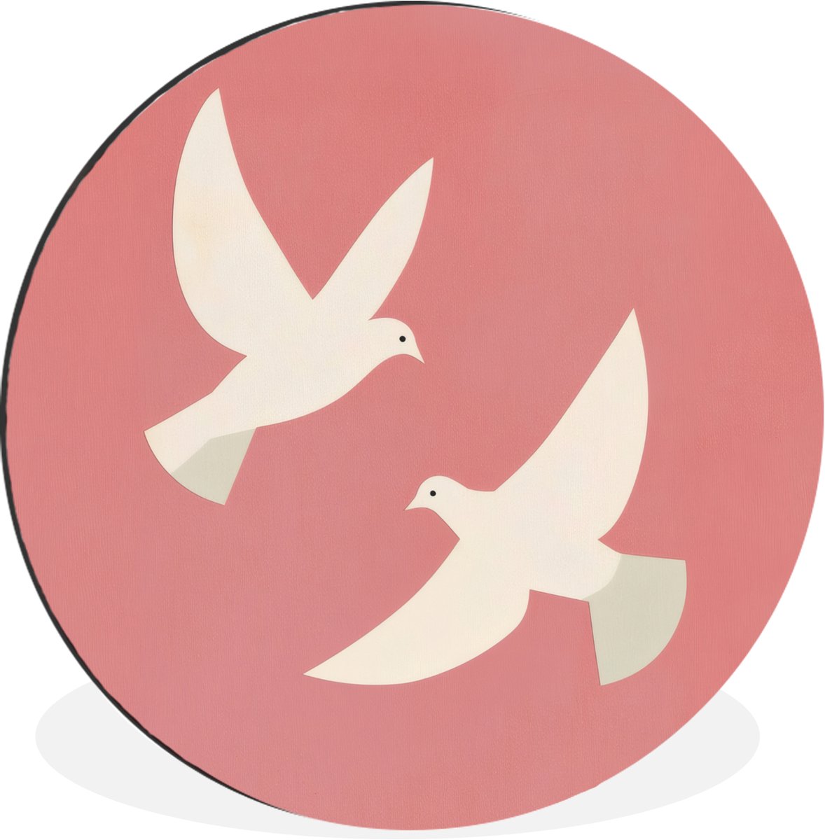 WallCircle Wandcirkel - Muurcirkel - Duiven - Wit - Sierlijk - Aluminium - Dibond - 60x60 cm - Binnen en Buiten