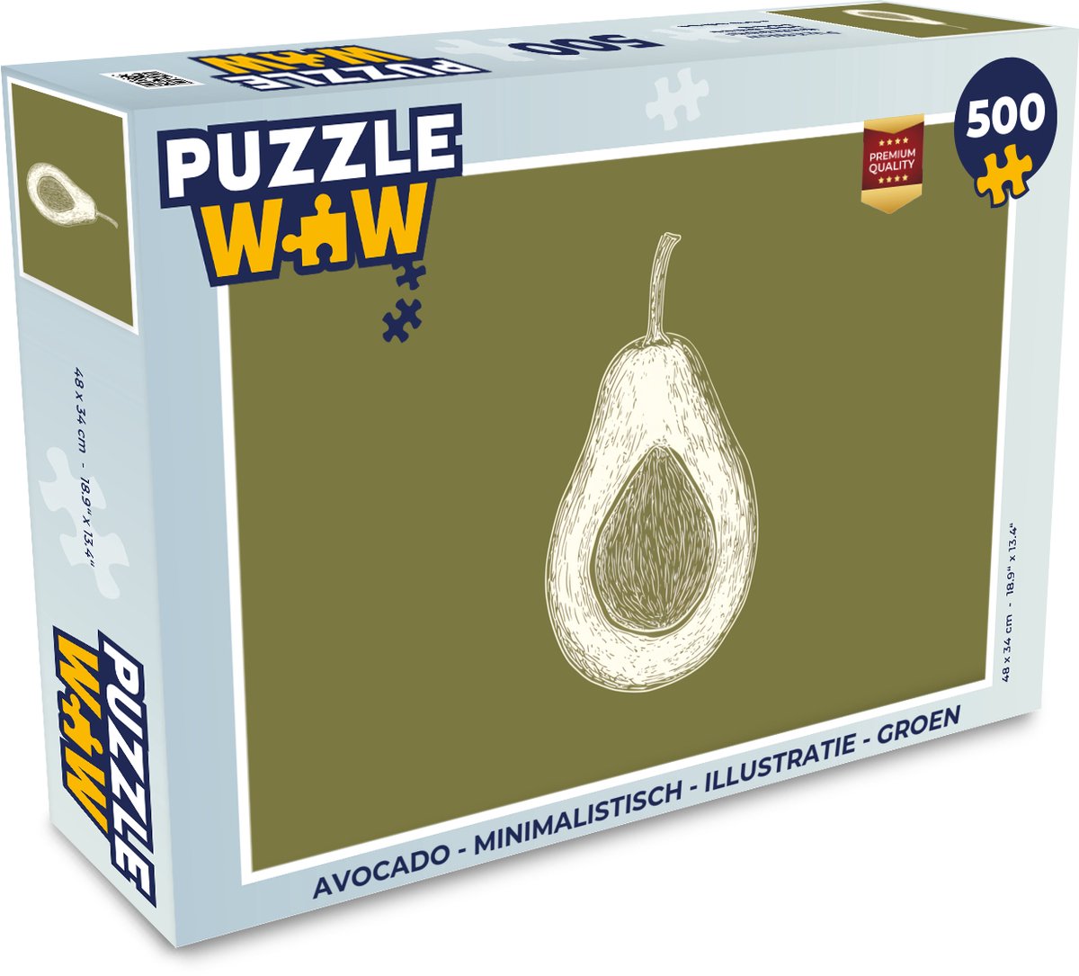 Puzzel Avocado - Minimalistisch - Illustratie - Groen - Legpuzzel - Puzzel 500 stukjes