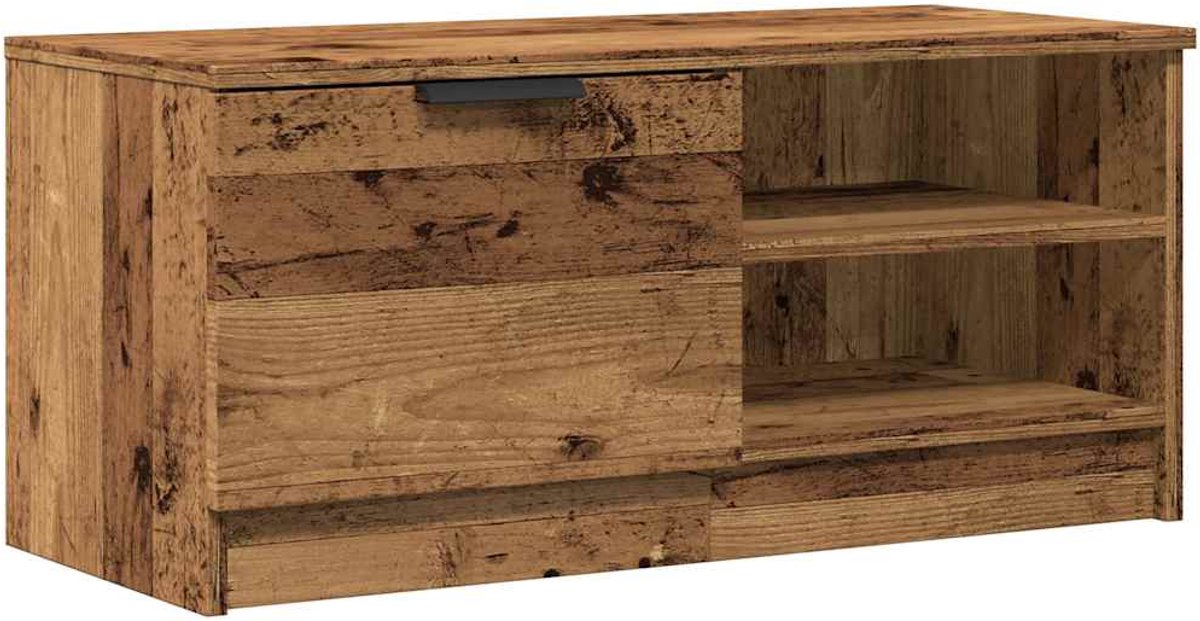 vidaXL - Tv-meubel - 80x35x36,5 - cm - bewerkt - hout - oud - houtkleurig