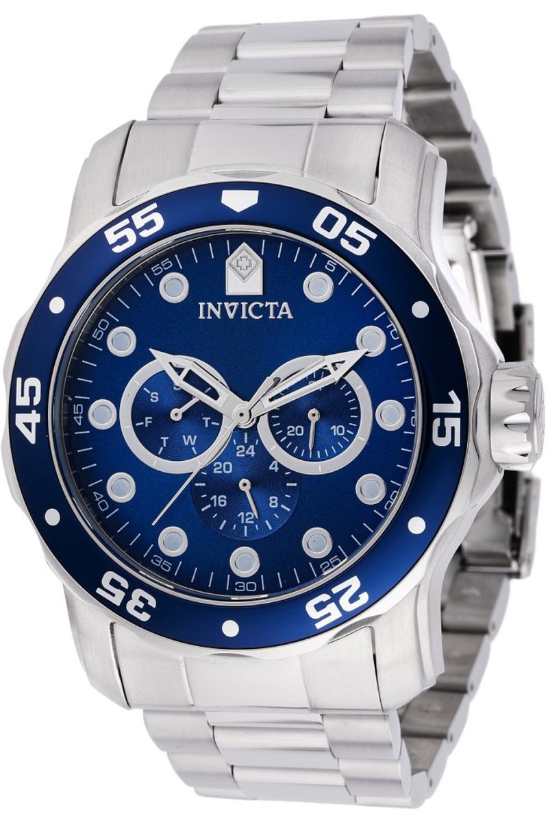 Invicta Pro Diver - SCUBA 45728 Heren Horloge - Waterdicht - Analoog - Quartz Uurwerk - Roestvrij Staal met blauwe Wijzerplaat - 48mm