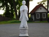 Moine saluant sur un socle - Tout en pierre