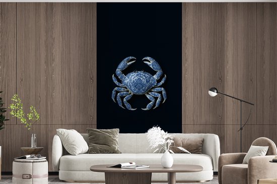 Behang - Fotobehang Krab - Delfts blauw - Dieren - Breedte 120 cm x hoogte 240 cm