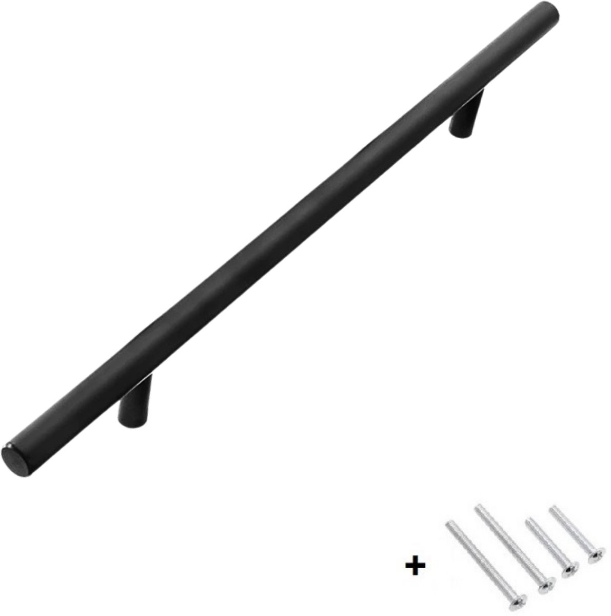Zwarte Handgreep 30cm Rond – Deurhandgreep Metaal – Meubel - incl. boutjes