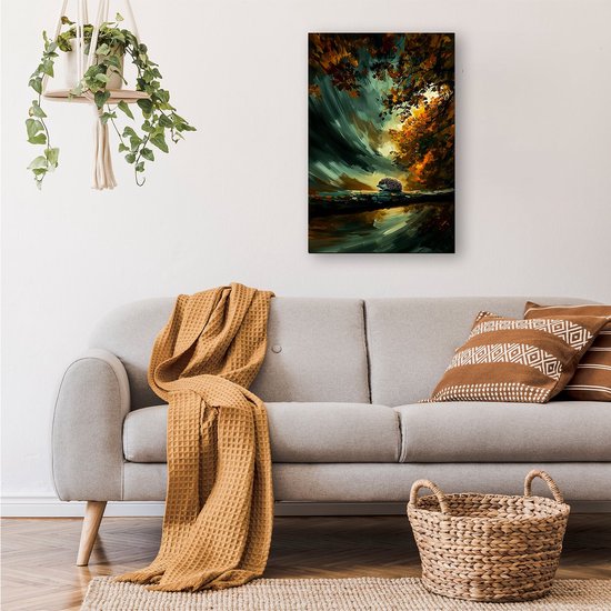 Hérisson dans une forêt d'automne enchanteresse - Peintures sur toile Hérisson - Peinture sur toile forêt - Surréaliste - Peinture moderne - Décoration murale chambre - toile 60x90 cm