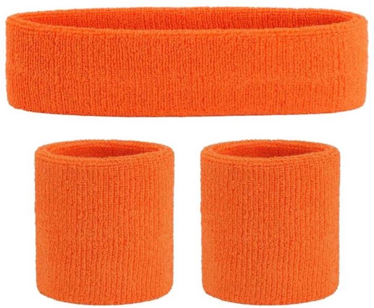 Finnacle - 3-delige set - Oranje Zweetbandjes Set - Hoofd- & Polsbandjes