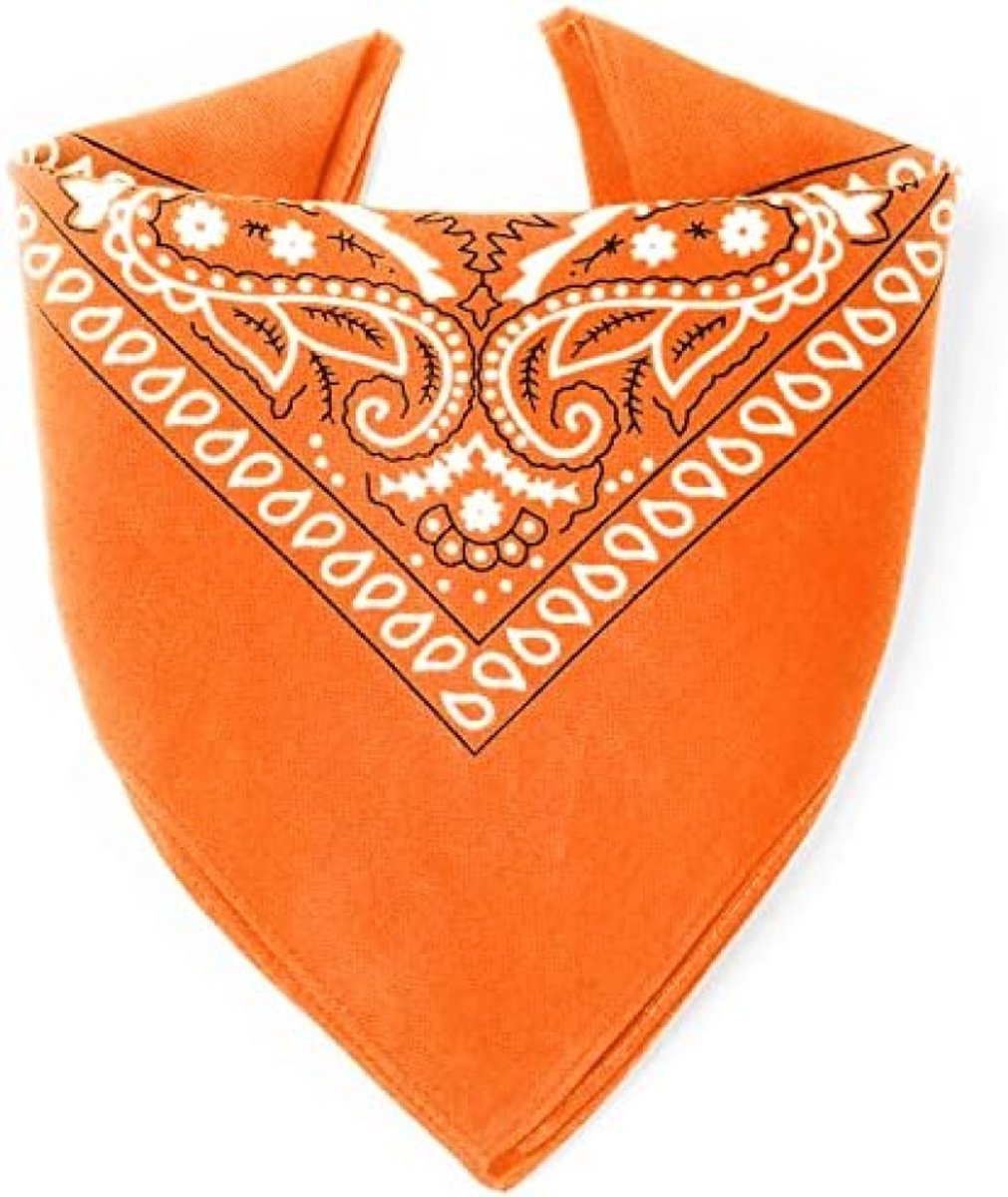 Bandana Oranje - Paisley motief - 100% Katoen - Superieure Dikte - Modeaccessoire voor Mannen, Vrouwen en Huisdieren