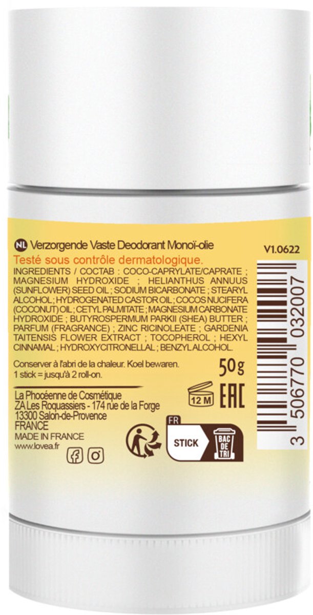 Lovea Solid Deodorant Tahiti Monoi - 3 x 50 gr - Voordeelverpakking