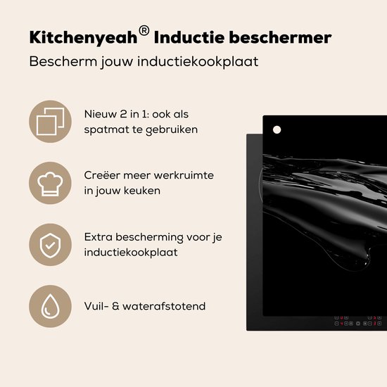 KitchenYeah® Protection plaque induction 75x52 cm - Noir - Splash - Eau - Protege plaque de cuisson - Couvre plaque induction - Protecteur d'induction - Cuisine