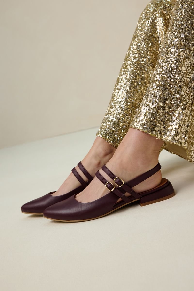 Sissy-Boy Bordeaux rode leren slingbacks met dubbele bandjes