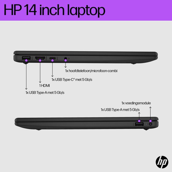 HP Laptop 14-em0972nd AMD Ryzen™ 7 7730U 35,6 cm (14") Full HD 16 GB DDR4-SDRAM 512 GB SSD Wi-Fi 6 (802.11ax) Windows 11 Home Zilver - HP - Hoofdafbeelding