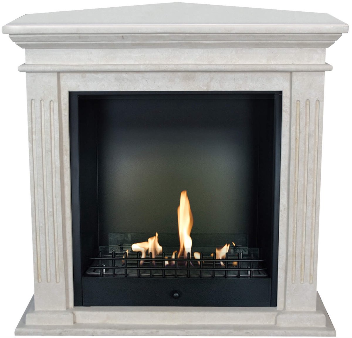 Xaralyn Bio-ethanol haard - Cadiz-Corner BCL - wit natuursteen - 3 KW verwarming - haardombouw inclusief inbouwhaard - schouw - hoekhaard