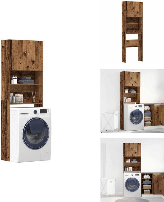 vidaXL Wasmachinekast 64x25,5x190 cm artisanaal eikenkleur, badkamermeubel, kast, wasmachine kast, badkamerkast, kastje, badkamermeubels
