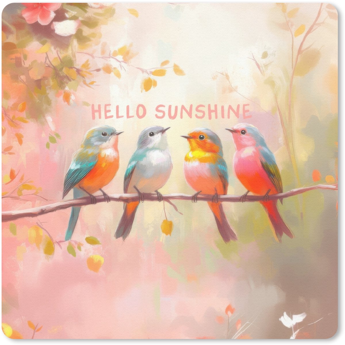 Muismat 30x30 cm - Mousepad Vogels - Tak - Quote - Roze - Muismatten