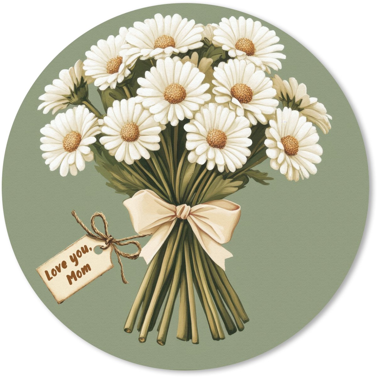 Muismat rond 40x40 cm - Mousepad Lint - Boeket - Groen - Quote - Ronde muismatten