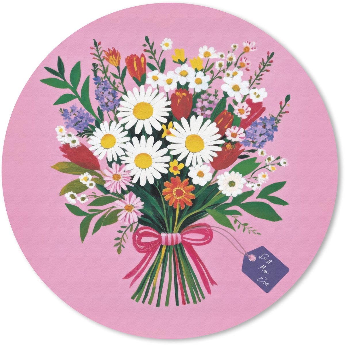 Muismat rond 20x20 cm - Mousepad Bloemen - Quote - Kaartje - Kleurrijk - Ronde muismatten