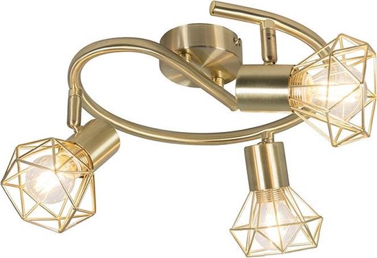 QAZQA mosh – Moderne Plafondspot | Spotje | Opbouwspot – 3 lichts – Ø 430 mm – Goud/messing – Woonkamer | Slaapkamer | Keuken