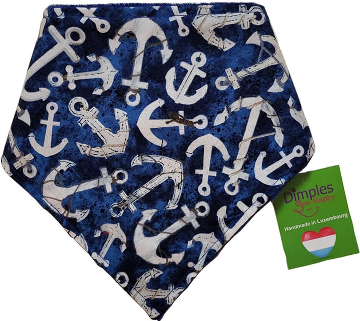 Blauwe ankers en reddingsgordels marine nautische hondenhalsdoek - DIMPLES 30cm XXS hondensjaal hondenbandana met comfortabele drukknopen