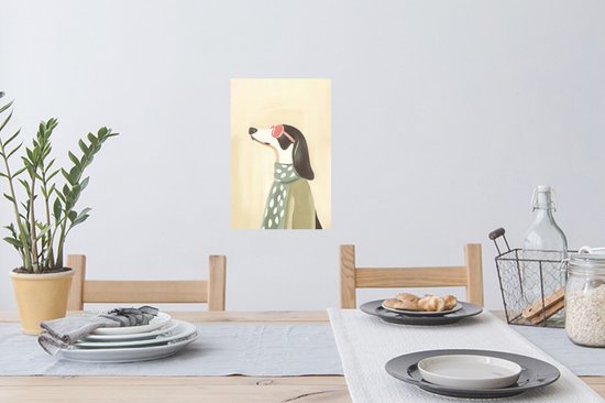 Muurstickers - Sticker Folie - Hond - Zonnebril - Sjaal - 20x30 cm - Plakfolie - Muurstickers Kinderkamer - Zelfklevend Behang - Zelfklevend behangpapier - Stickerfolie