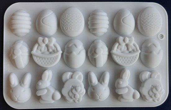 Moule en Siliconen de Pâques EAZOOK – Lapins et œufs – 19 x 12,5 x 1 cm