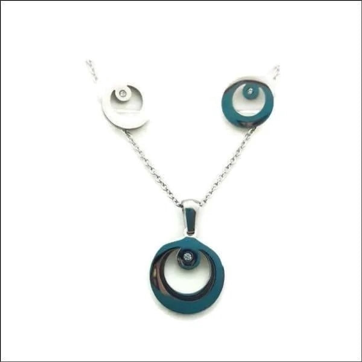 Aramat Jewels | Sieradensets | Zilverkleurige Rvs Sieradenset met Zirkonia Steentjes | | | | | | | Verkleurd niet