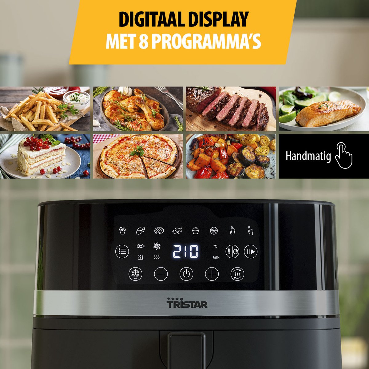 Tristar Airfryer FR-9418 - 8L - Grote Capaciteit XXL - PFAS Vrij - 7 programma's - Warmhoudfunctie - 2000 Watt — afbeelding 5