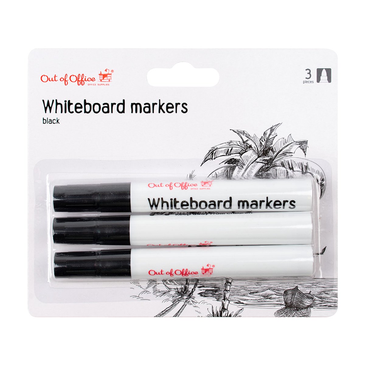 Out of Office | Whiteboard markers | 3 stuks | Zwart